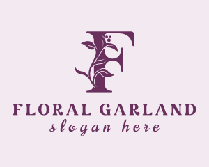 Purple Floral Letter F logo design