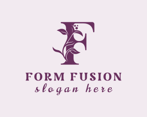 Purple Floral Letter F logo design