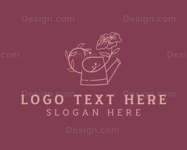 Floral Garden Watering Can Logo