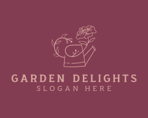 Floral Garden Watering Can logo design