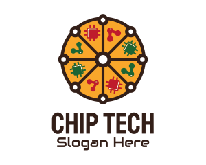 Tech Microchip Pizza  logo design