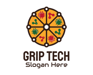 Tech Microchip Pizza  logo design