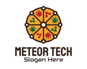 Tech Microchip Pizza  logo design