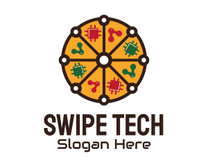 Tech Microchip Pizza  logo design