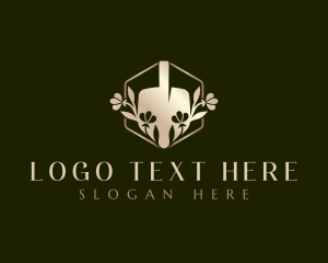 Floral Shovel Gardening Logo