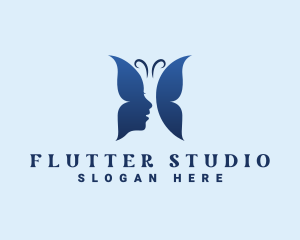 Blue Butterfly Woman logo design