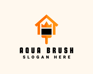 Crown House Paint Brush logo design