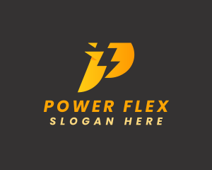 Power Energy Lightning Letter P logo design