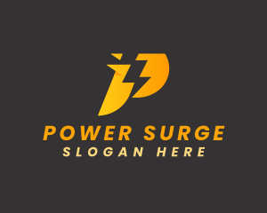 Power Energy Lightning Letter P logo design