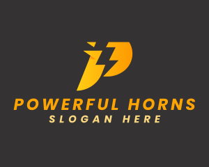 Power Energy Lightning Letter P logo design