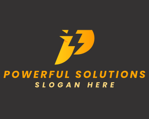 Power Energy Lightning Letter P logo design