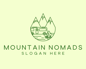 Camping Mountain Peaks logo design