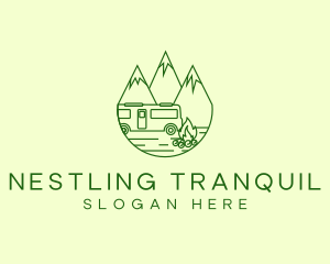 Camping Mountain Peaks logo design