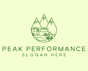 Camping Mountain Peaks logo design