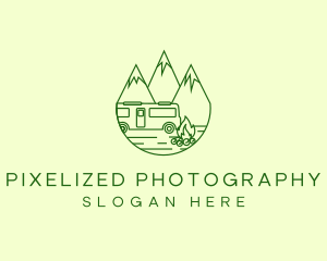 Camping Mountain Peaks logo design