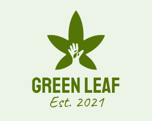 Marijuana Leaf Hand  logo design