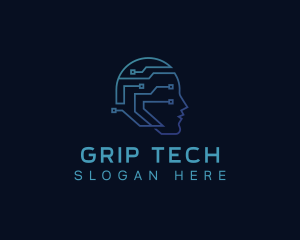 Tech AI Circuit logo design