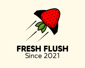 Rocket Strawberry Fruit  logo design