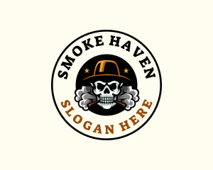 Skull Cigarette Smoke logo design