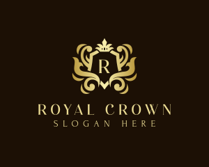 Elegant Crown Shield Ornament logo design