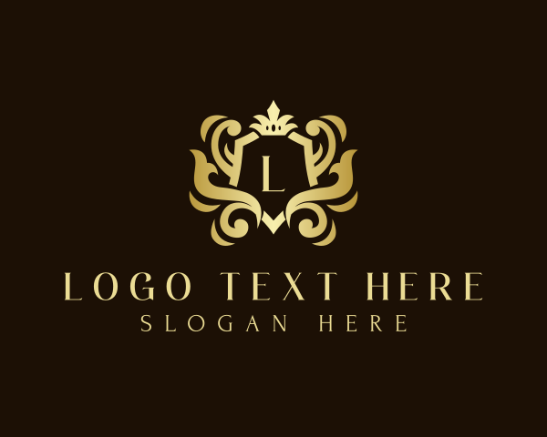 Elegant Crown Shield Ornament logo