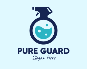 Blue Sanitizer Liquid Spray logo design