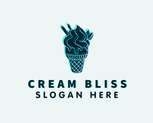 Glitch Gelato Dessert logo design