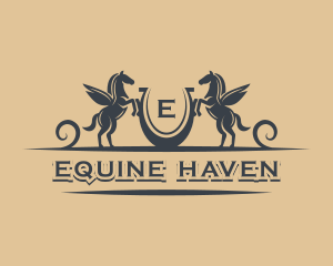 Pegasus Horseshoe Equestrian logo design