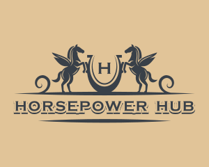 Pegasus Horseshoe Equestrian logo design