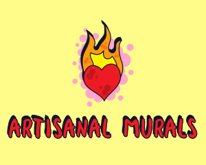 Graffiti Art Burning Heart logo design