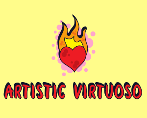 Graffiti Art Burning Heart logo design