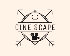 Hipster Arrow Filmstrip Cinema logo design