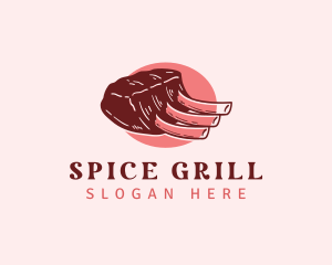 Beef Steak Meat logo design