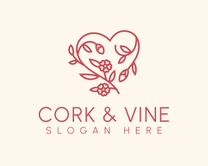 Flower Vine Heart logo design