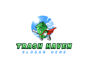 Trash Bin Superhero logo design