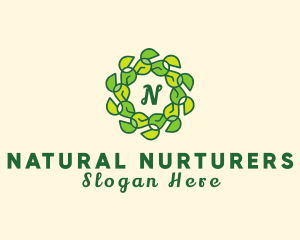 Natural Leaf Organic Wreath logo design