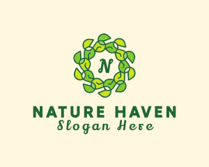 Natural Leaf Organic Wreath logo design