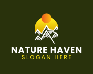 Natural Mountain Sunrise logo design