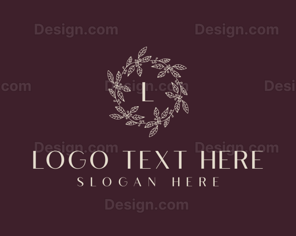 Botanical Leaf Wreath Logo