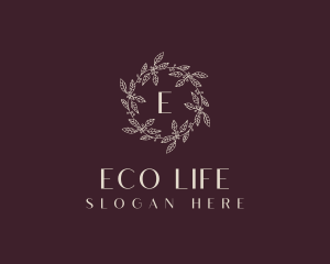 Botanical Leaf Wreath  logo design