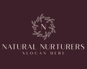 Botanical Leaf Wreath  logo design