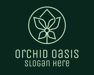 Green Orchid Monoline Badge logo design