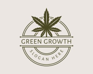 Marijuana Round Badge logo design