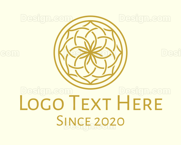 Golden Mandala Flower Pattern Logo