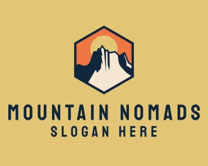 Hexagon Mountain Sun logo design