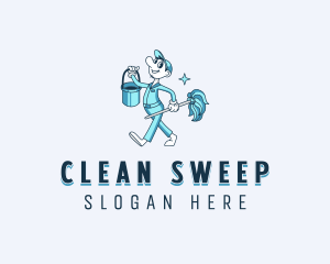 Janitorial Mop Sanitation logo design