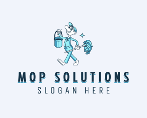 Janitorial Mop Sanitation logo design