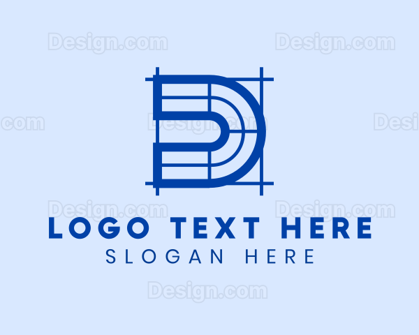 Architecture Construction Blueprint Letter D Logo