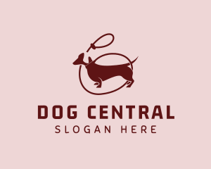 Daschund Dog Leash logo design