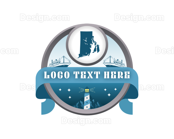 Rhode Island Map Lighthouse Logo